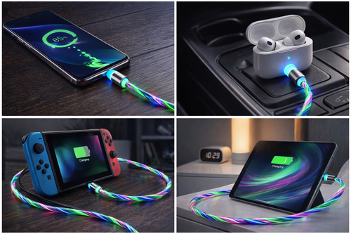 Magnetic Charging Cable with LED for Versatile Use